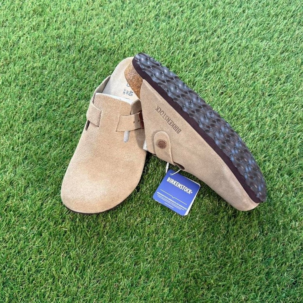 Birkenstock Boston Taupe suede clogs Men's 10, Women's 12 - Picture 2 of 6